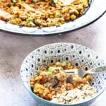 aubergine and chickpea dhal in bowls