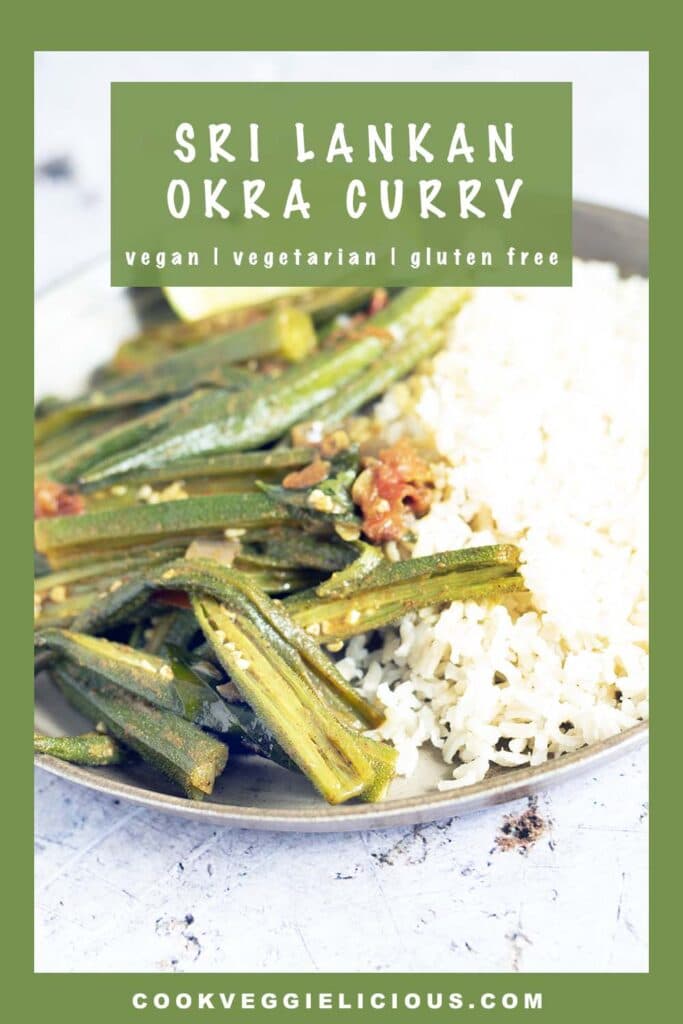 okra curry and rice on plate