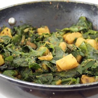 vegan potato and spinach curry recipe by Cook Veggielicious