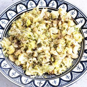 cauliflower butterbean and freekeh salad in bowl