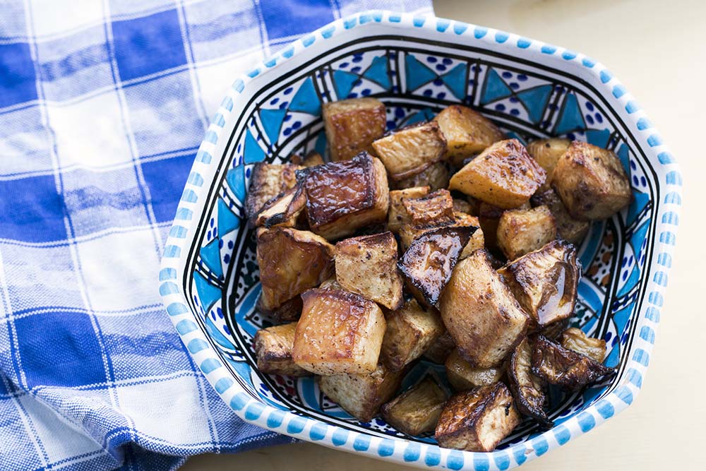 maple roasted swede with cumin by Cook Veggielicious