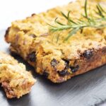 vegan nut roast on black slate plate