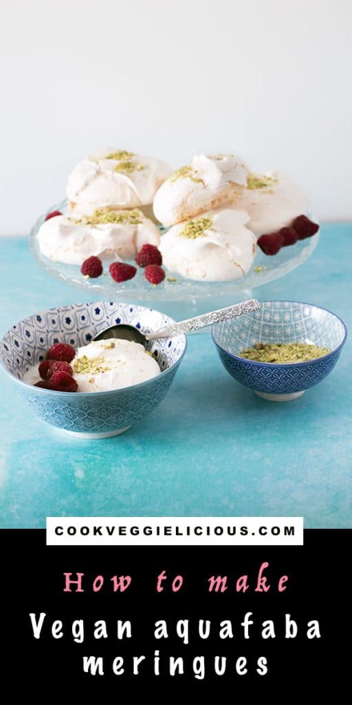 vegan aquafaba meringue with rosewater, pistachio and raspberries