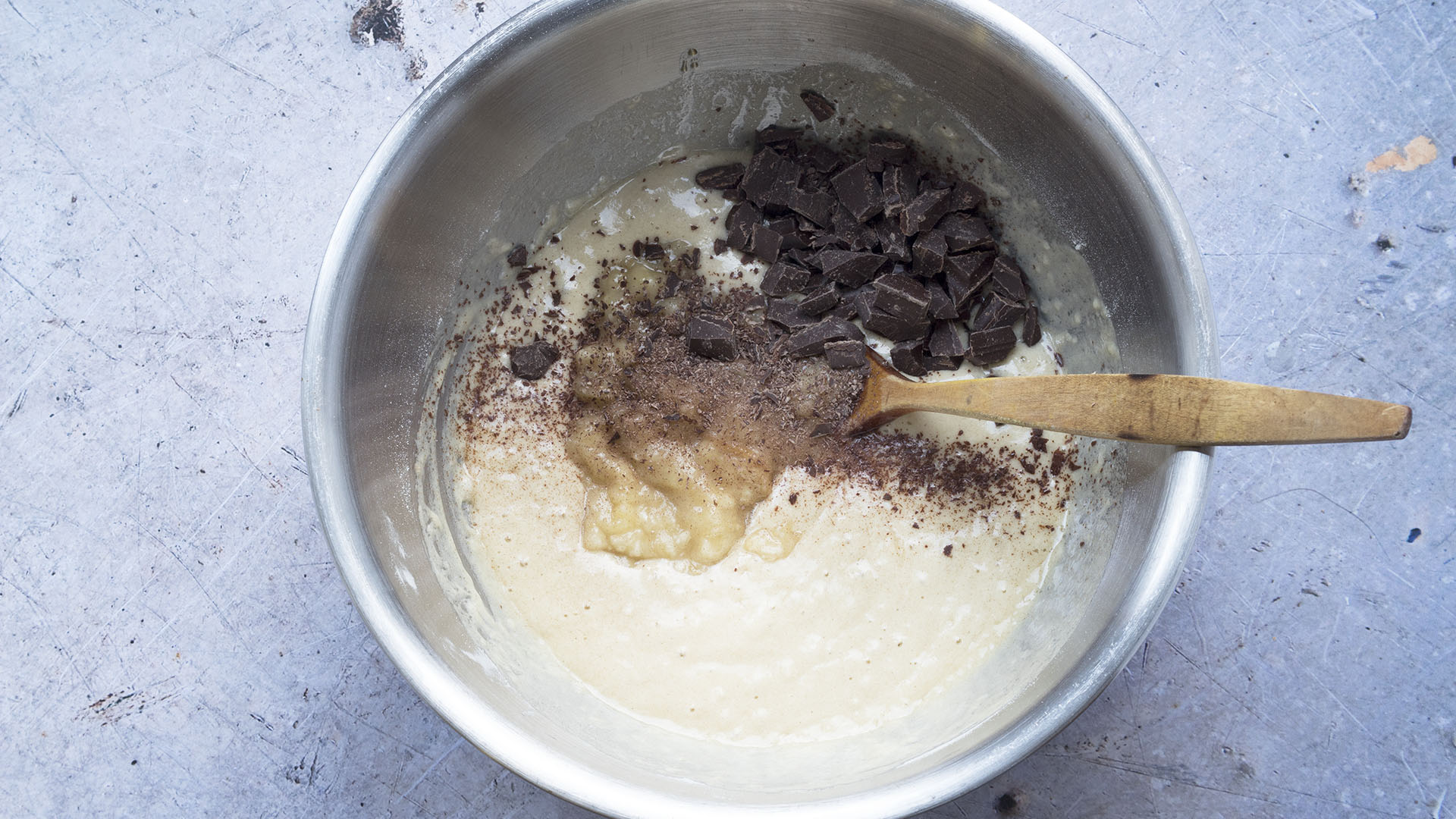 muffin batter with chocolate 