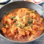one pot carrot curry in black pan