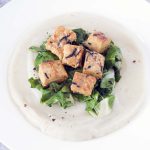 JERUSALEM ARTICHOKE PURÉE WITH TEMPEH AND MISO CHARD