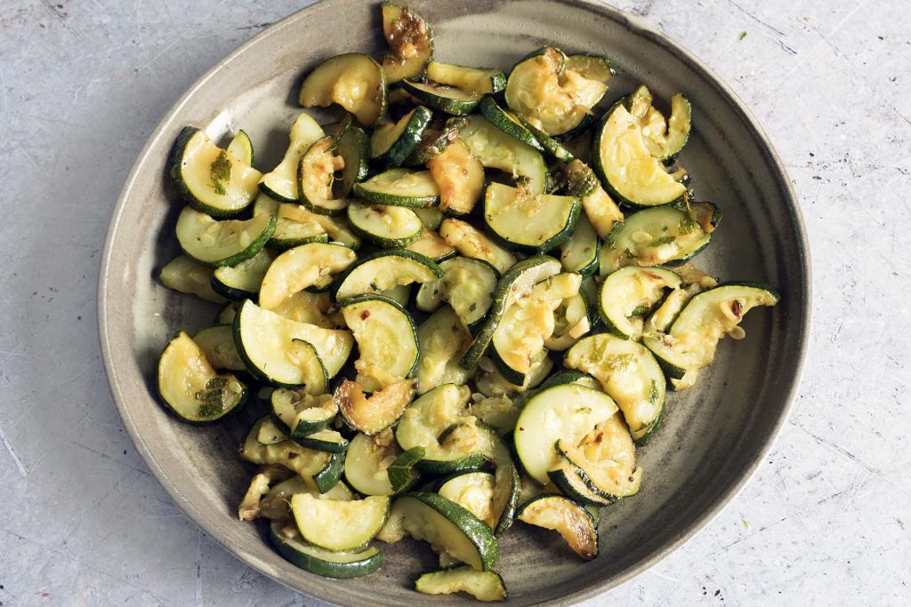 how to cook courgettes - fried courgettes on plate