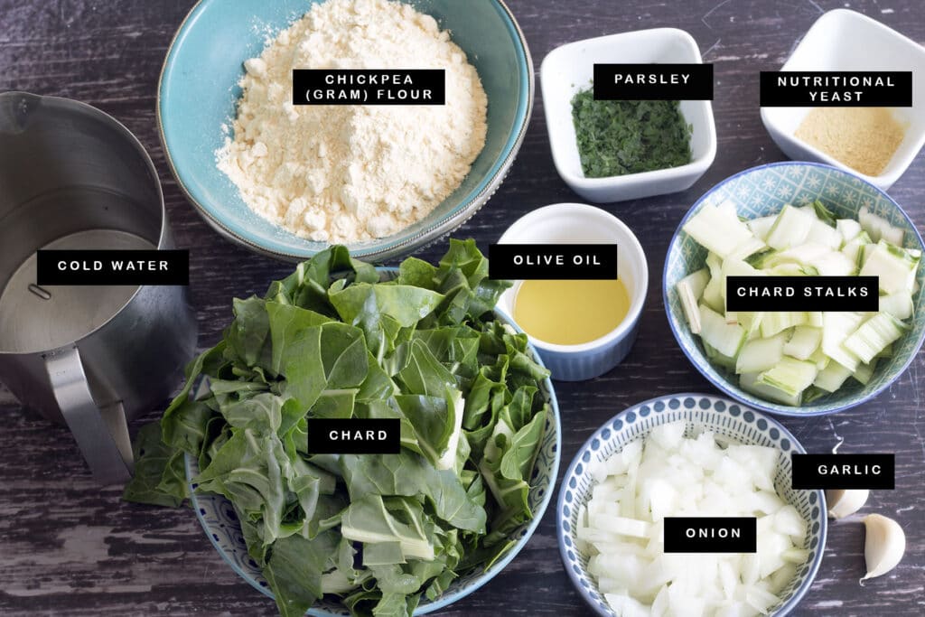 ingredients used in a vegan chard frittata
