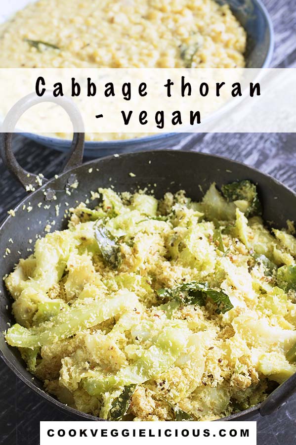 cabbage thoran in pan