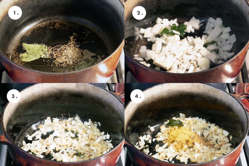 first four stages involved in making dal