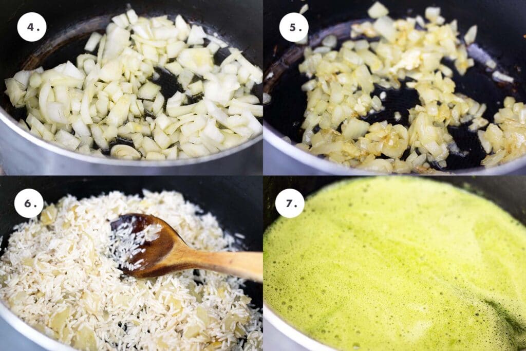 stages of making green rice