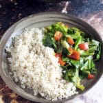 Sautéed spring greens with rice