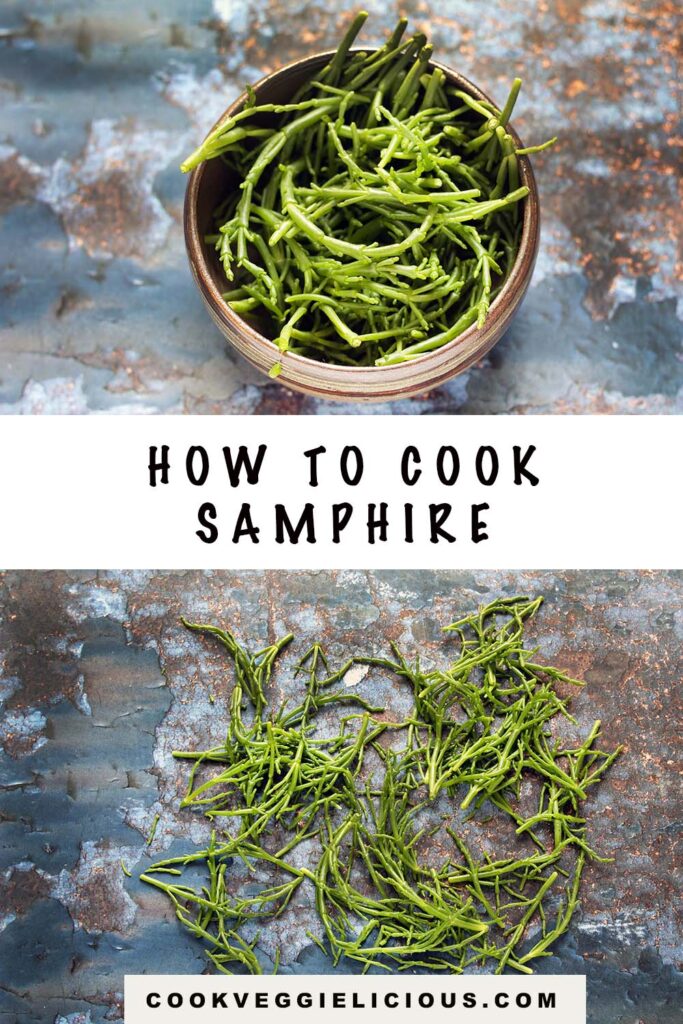 uncooked samphire on blue background