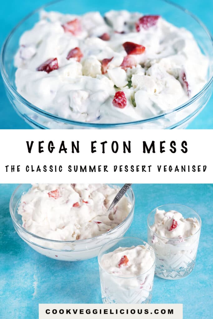 vegan eton mess in glass bowl