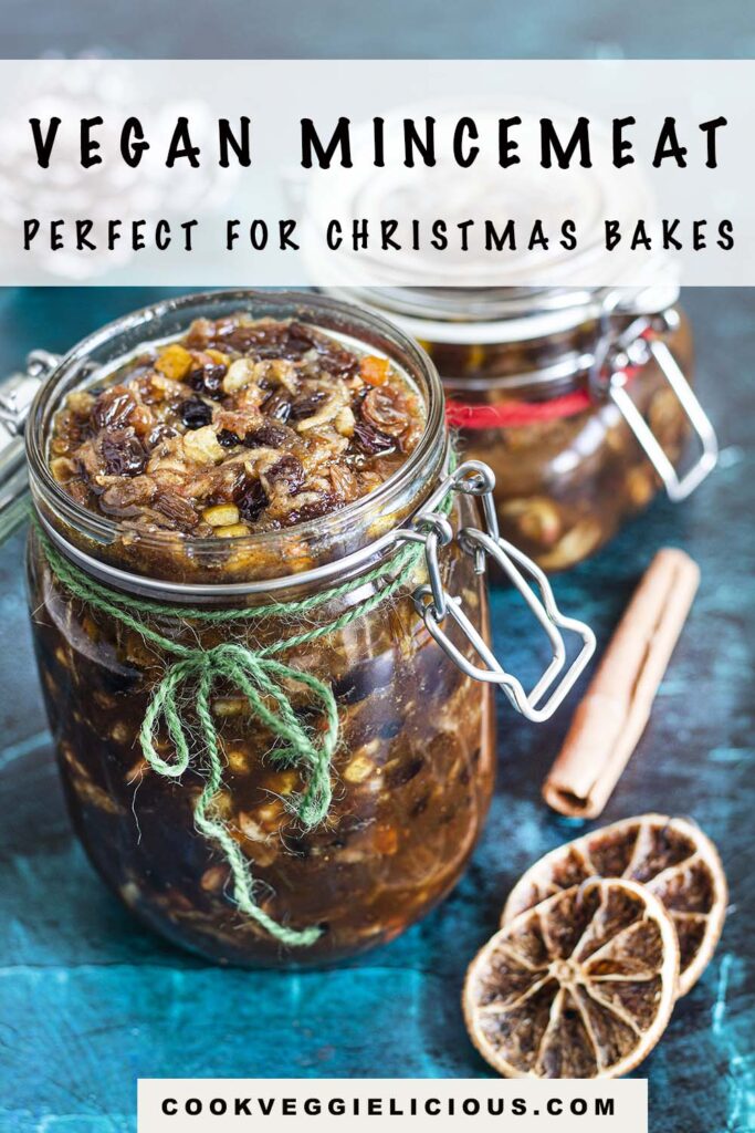 jars of Christmas mincemeat with festive decorations
