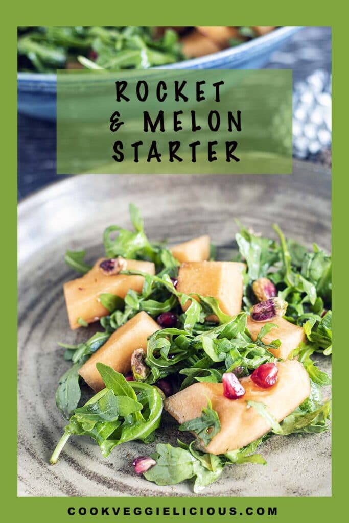 rocket and melon starter on plate