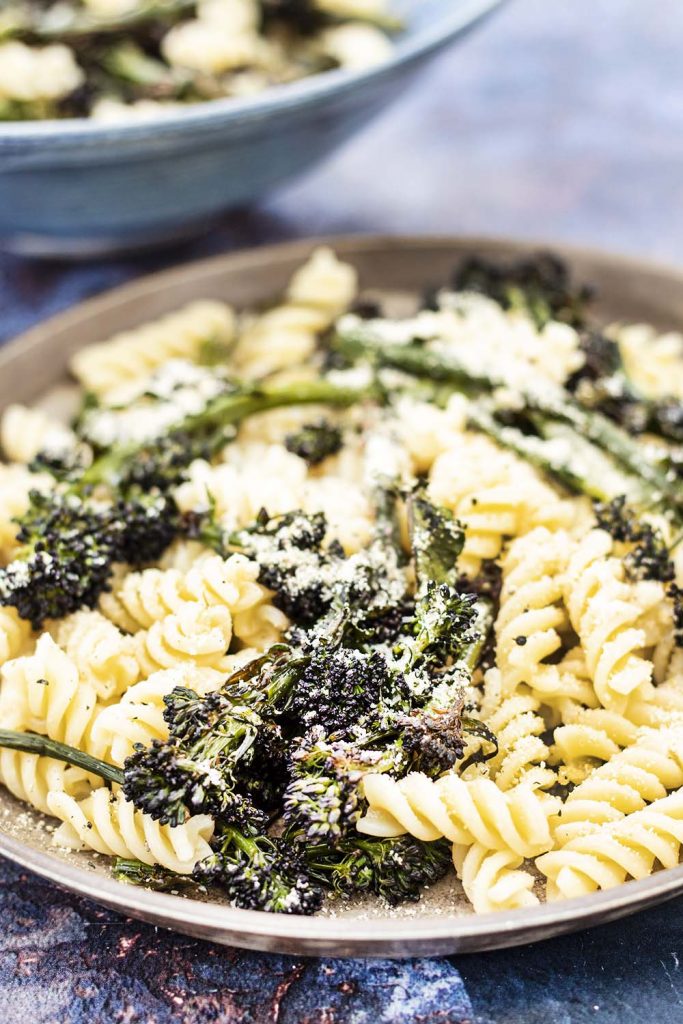 pasta with purple sprouting broccoli