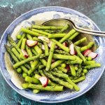 asparagus and pea salad in bowl